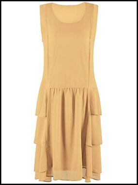 1920s Flapper Midi Dress Chiffon Cowl Neck Sleeveless Gatsby Party